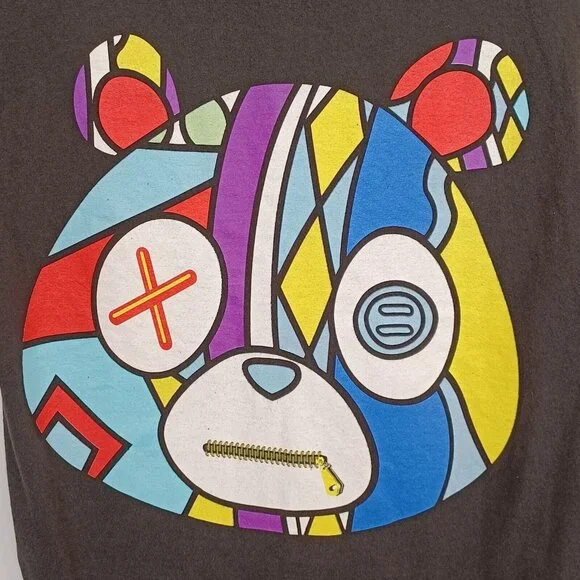 Imaginary Men's Shirt Black Graphic Sz S Teddy Bear Graffiti Color Streetwear - Picture 4 of 10